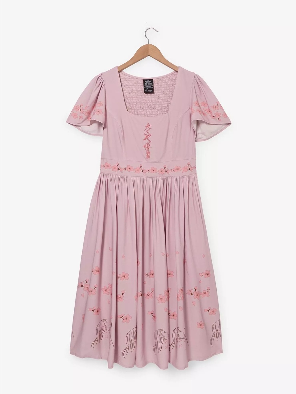 Studio ghibli Pink Floral Embroidered Midi Dress